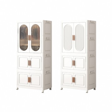 【好氣氛家居】70面寬雙開摺疊收納帶輪掛衣櫃/收納櫃(2款任選)1大開+2小開透明