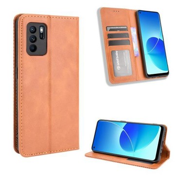 oppoReno6Z插卡翻蓋手機殼磁吸復古皮套全包防摔軟膠保護套名片夾