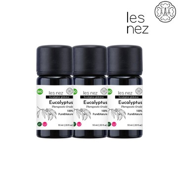 【Les nez 香鼻子】天然單方藍膠尤加利純精油 10ML/超值3入組(送精油收納隨行包)