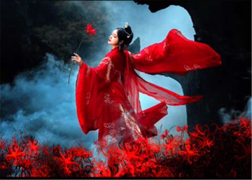 古風漢服手持拍攝道具彼岸花假花曼珠沙華花束室內客廳擺放仿真花