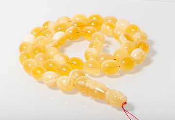 完美的波罗的海黄白色祈祷珠 精神和谐伊斯兰琥珀珠