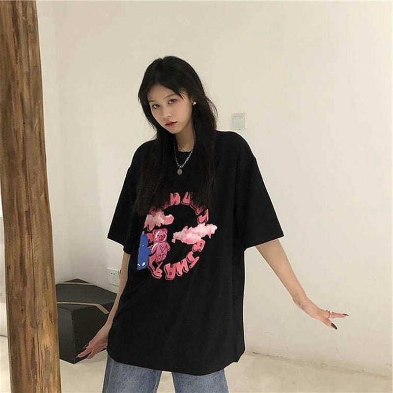 Tシャツ レディース 半袖 夏 トップス 韓国ファッション 原宿系 Bf風 ストリート風 カジュアル 通販 Lineポイント最大0 5 Get Lineショッピング