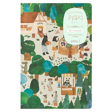 日本MIDORI Yuru Log筆記本 B6 森林動物 可愛圖案 點狀方格內頁  1本
