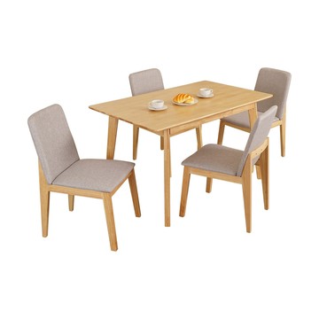 Homelike 喜家居130cm實木餐桌椅組(一桌四椅)(2312-66)