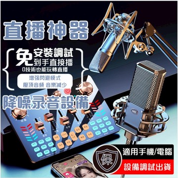 🔥台灣現貨🔥一年保固🔥免運V19聲卡套裝 直播聲卡設備全套 主播錄音唱歌專用 一鍵消音 雙頻降噪電腦手機通用 錄音麥克風