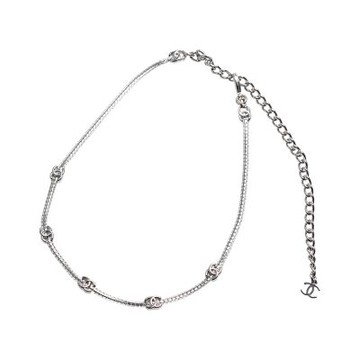 CHANEL 經典 24B choker系列5雙C LOGO蛇骨項鍊(銀色)