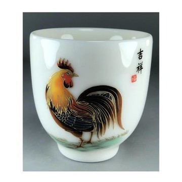 景樺椿陶瓷烈酒杯家用小酒杯單只白色二兩生肖雞酒盅中式復古禮物