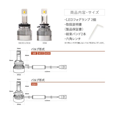 定形外発送送料無料商品 LED HB4 H8 H11 H16 超爆光 ワンオフ イエロー