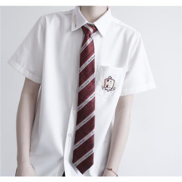 【刺篇】凜星高男款原創日系jk/dk制服短袖刺繡休閑黑白襯衫夏款