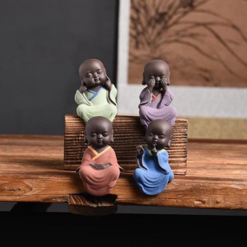 茶寵擺件紫砂小和尚四不精品可養蟲從手工茶玩功夫茶具配件具桌從