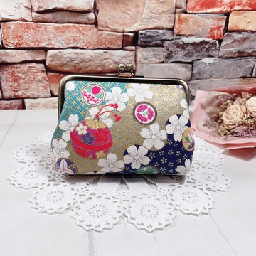 日本燙金櫻花布/親子口金零錢包