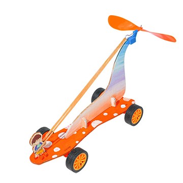 台灣出貨 橡皮筋風力車手工木製DIY風反作用力跑車STEAM科學實驗 國小 國中 幼兒園