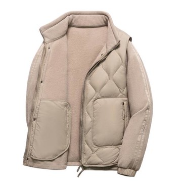 一衣三穿鵝絨羽絨服男款冬季加厚搖粒絨工裝棉衣外貿男裝棉服外套