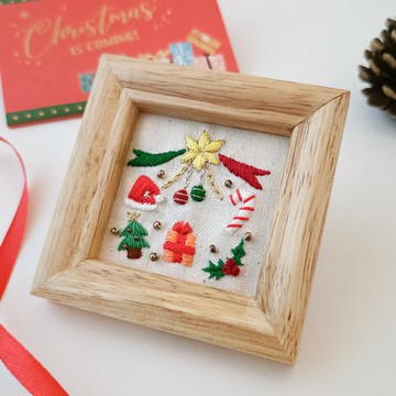 聖誕主題迷你刺繡相框│壁飾・掛飾・聖誕裝飾