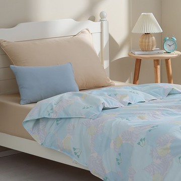 單人/十月被/可機洗、免被套、蓋一整年的好被子-花漾藍