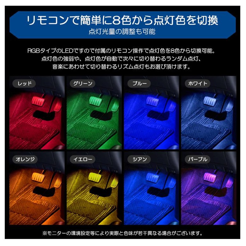 M900系/M900A/M910A ルーミー カスタム含む RGB LED フットランプ/フットライト LEDテープ/LEDチューブ 2本セット  リモコン操作 8色切替 | LINEブランドカタログ