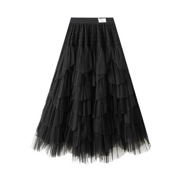 【巴黎精品】半身裙長裙-網紗高腰純色蓬裙女裙子4色a1fq38