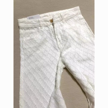 小香風提花菱格闊牛仔褲百搭女裝 新款高腰顯瘦寬鬆筒褲 YC045
