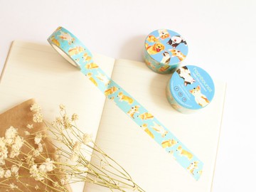 柯基犬 哥基 小狗 紙膠帶 15mm