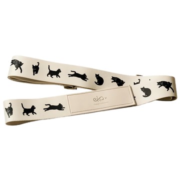 ekax 造型行李束帶  50*1950mm  黑貓 淺米色