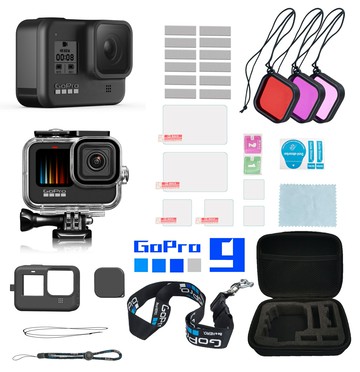 爆款gopro hero 9套裝防水殼+硅膠套+三色濾鏡+防霧插片+小收納包
