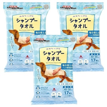 DoggyMan 多格漫 犬用乾洗澡濕巾  17張  3包
