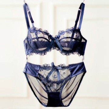 【薄款聚攏】文胸套裝 性感內衣 蕾絲內衣 調整型內衣 聚攏文胸 薄款文胸 透明網紗 無鋼圈舒適 春夏薄款 小胸顯大