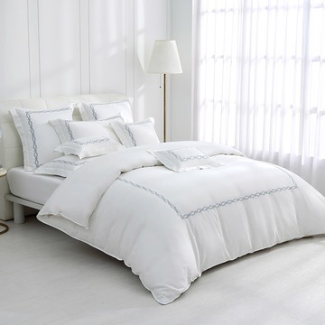 雙人薄被套特大床包組/美國棉授權品牌 300織 純色刺繡 / 艾里斯 [鴻宇] 台灣製 - 2380