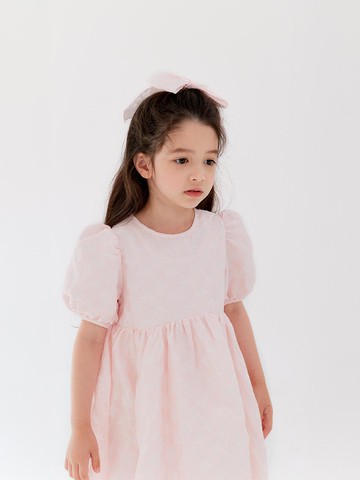 Heart Jacquard Cotton Premium Dress [Pink]