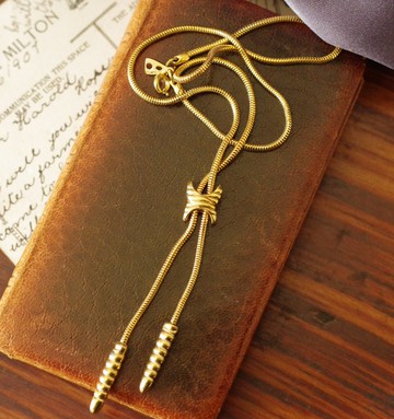 老又好古董珠寶 金色流蘇蛇鍊項鍊 N532