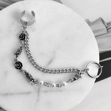 耳骨夾 玫瑰珍珠合金雙耳夾【NDF94】