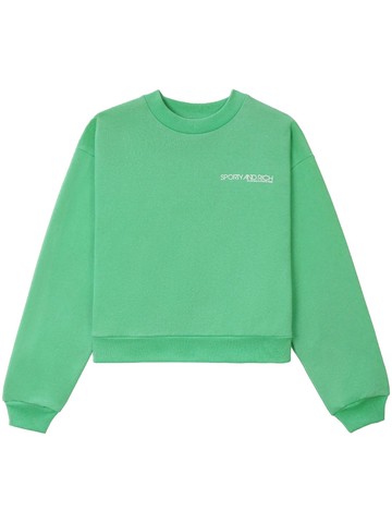 Sporty & Rich - Kelly logo-print jumper - unisex - Organic Cotton - L - Green
