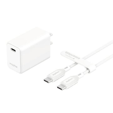 mophie essentials 30W USB-C PD 快充充電組 含 USB-C 線 耐用編織線  白色  1組