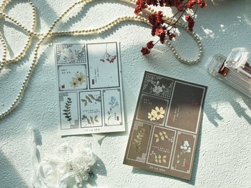 懷舊水墨風格 韓國復古畫框標籤貼紙組