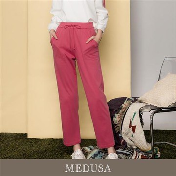 現貨【MEDUSA 曼度莎】粉紅甜美垂墜感運動褲（M-XL）｜運動長褲 女休閒褲 粉紅長褲