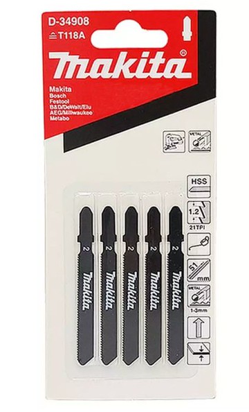 MAKITA 牧田 D-34908 線鋸片 5片 高速鋼 T118A 快速 平整 適用 木材 塑料 中國製