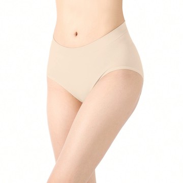 【透氣薄感】抗菌無縫內褲-中高腰 - XL / 燕麥膚