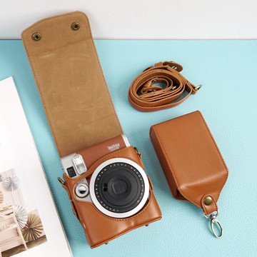 適用富士拍立得SQ6皮套MINI90相機包EVO斜挎皮包MINI99可愛硅膠套