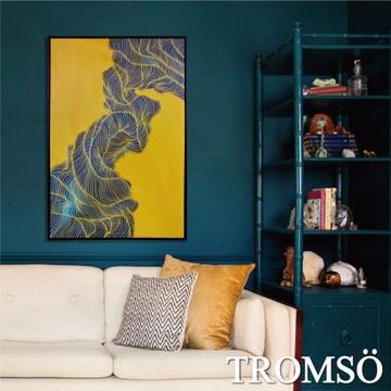 TROMSO-時尚風華抽象有框畫大幅_60X90cm 摩登金線