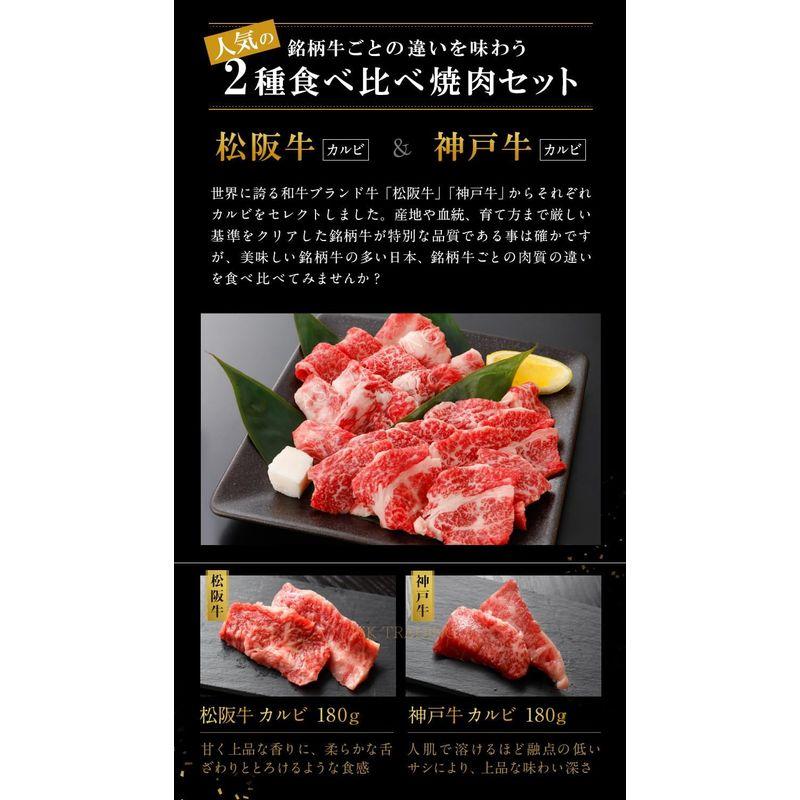 松阪牛 神戸牛 食べ比べ カルビ焼肉セット 360g 2人前 ブランド牛 カルビ バラ 松阪牛カルビ 神戸牛カルビ 高級焼肉 和牛 国産 贈