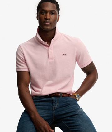 Superdry Men's Classic Pique Polo Shirt Pink Size: XL