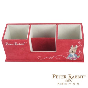 【 Peter Rabbit 比得兔】比得生活館｜英國正版授權｜ 比得兔仿麂皮電繡置物盒(紅)