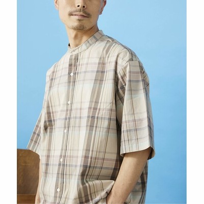 Journal Standard チェックバンドカラー半袖シャツ メンズ ベージュa 通販 Lineポイント最大get Lineショッピング