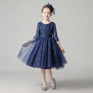 子供ドレス 子供服 長袖 上品 秋冬 女の子 上品 ワンピース 可愛い 子供 ネイビー フォーマル ピアノ 発表会 お姫様 ファスナータイ 通販 Lineポイント最大6 0 Get Lineショッピング