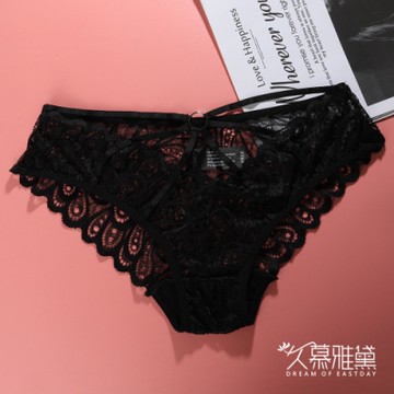 內褲   蜜情夜巴黎 ‧ 蕾絲精品高質感小褲。黑色 久慕雅黛