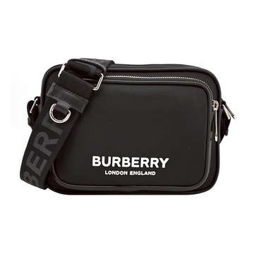 BURBERRY  Paddy 徽標LOGO尼龍拉鍊斜背包（黑色）_廠商直送