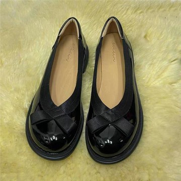 一斗金ESKEIN法式淑女學院風真皮大碼寬胖腳厚底大頭鞋寬頭小皮鞋