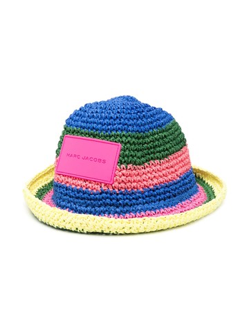 Marc Jacobs Kids - logo-patch rainbow sun hat - kids - Paper - 56 - Blue