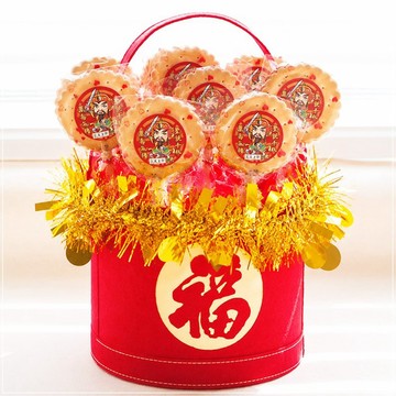 玄天上帝麥芽餅 小禮籃10支入 上帝公拜拜祝壽 祈福平安餅 扎絲簡