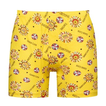 DADADO-時來運轉 4L印花四角男內褲(黃) 天然絲光棉-吸濕排汗-GHQ324YE